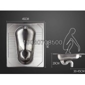 304不锈钢蹲便器 带返水弯 详情电联